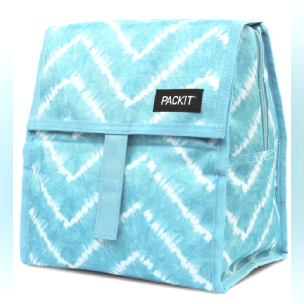 PackIt Freezable Lunch Bag 'Aqua Tie Dye' with patented EcoFreeze™ techn…